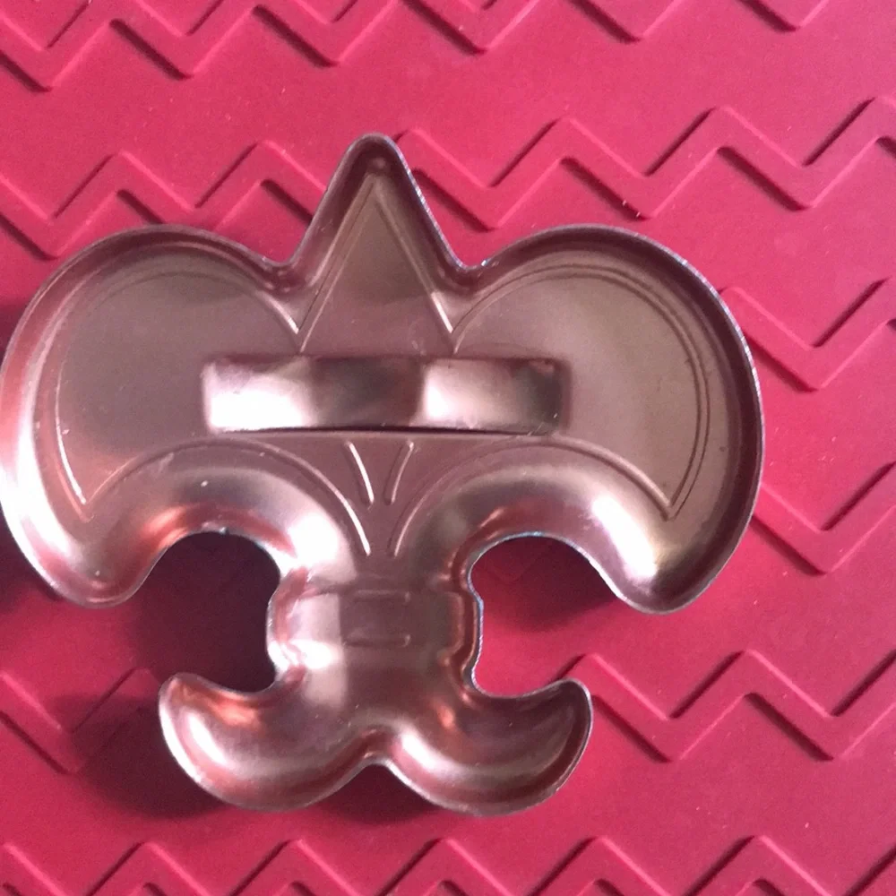 Three Copper Tone Cookie Cutters with Handles Fleur de lis Horse Iron Chopper